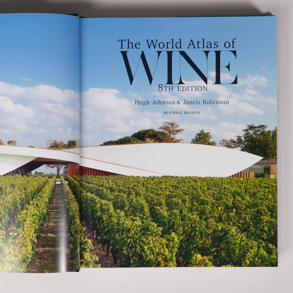 The title spread, showing a photograph of vinyards.